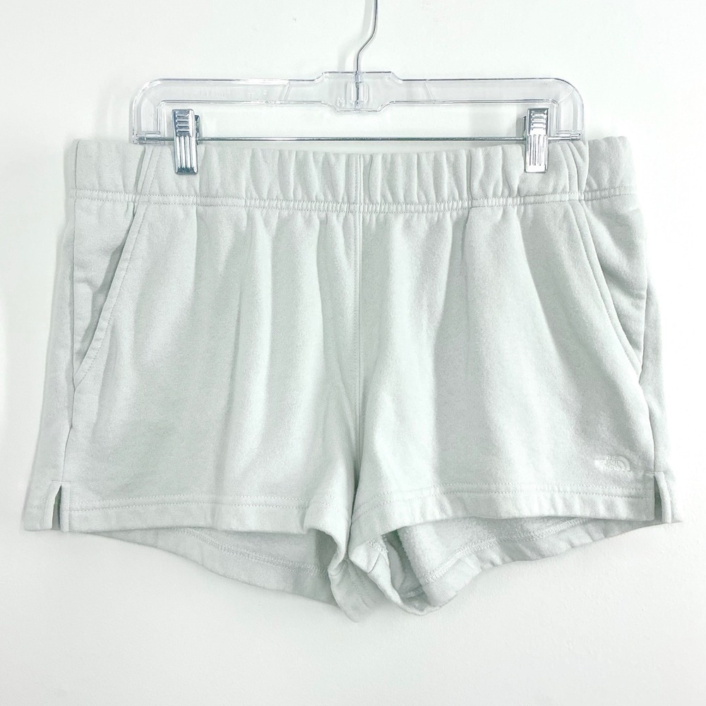 The North Face Shorts Women's XL Fleece Lounge Athletic Casual Light Green Gray‎